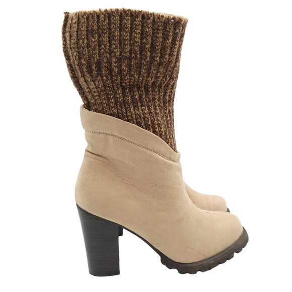 Leila Stone Shoes - Leila Stone Melly Boots Womens 7.5 Faux Suede & Sweater Knit